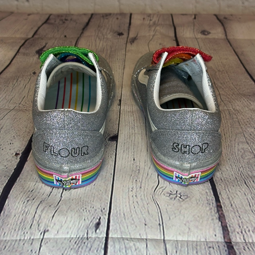 Vans x Flour Shop Old Skool V Silver Pride Glitter Shoes